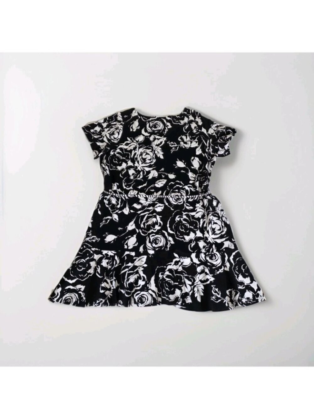 Ralph Lauren Midi Dress Plus Size 3X Black White Floral Ruffled Hem Belt Viscose - Picture 3 of 16